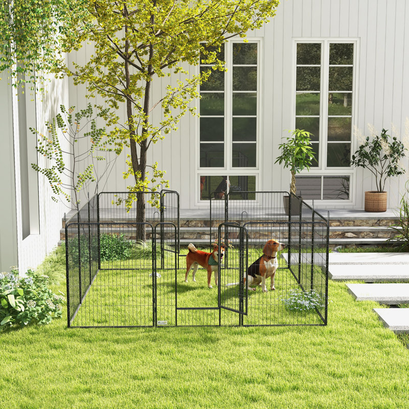 Panel Steel Pet Barrier With Door, 100cm H x 320cm W x 160 cm D