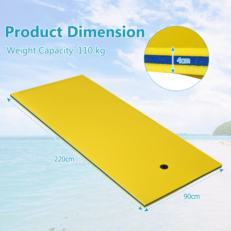 Floating Water Mat Pool Roll-up Floating Mattress W/ Rolling Pillow