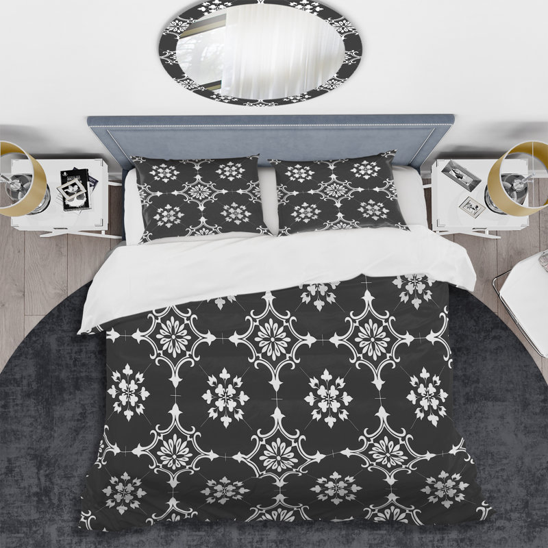 Ensemble de housse de couette transitionnelle gris foncé quadrilobe I, Housse de couette très grand + 2 très grandes ta