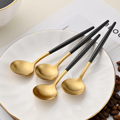 4-Piece 5.1" 18/10 Stainless Steel Teaspoons – Matte Finish Coffee & Dessert Spoons