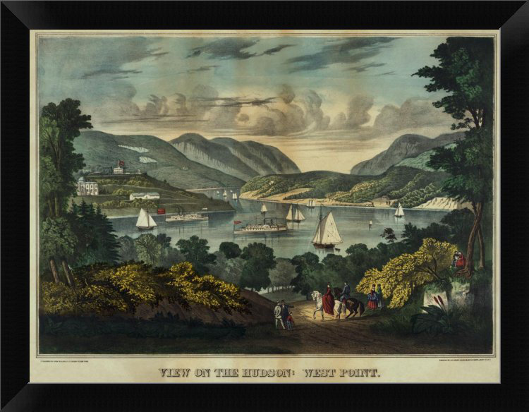 « view on the hudson-west point », impression encadrée, H 9 po x l 12 po