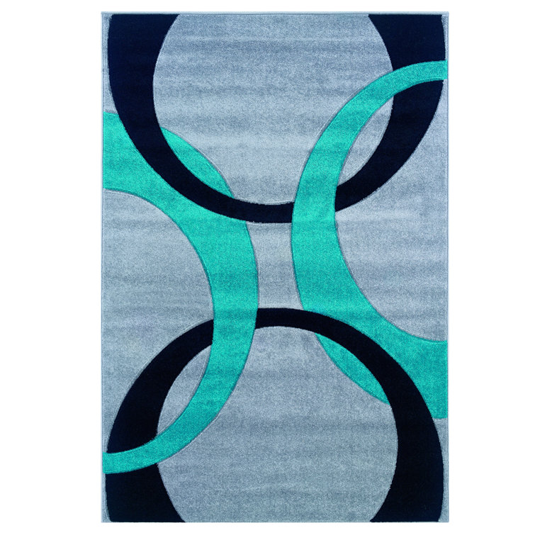 Abstract Grey/Turquoise Rug