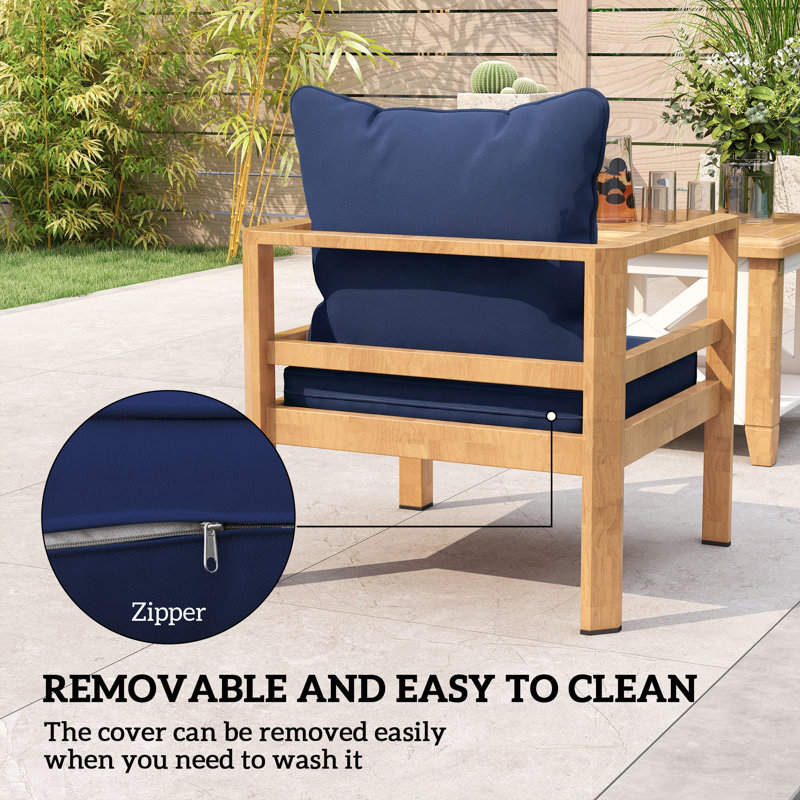 Outsunny Cushion Set with 1 Seat Cushion and 1 Back Pad, Blue