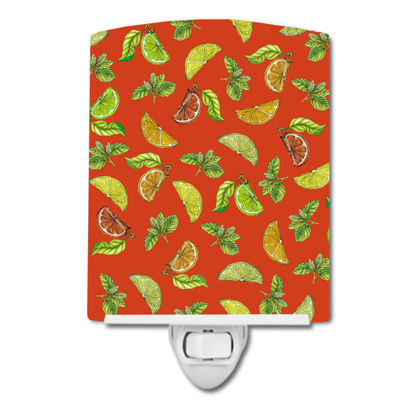 Éclairage de nuit en céramique citrons, limes et oranges, Vert clair