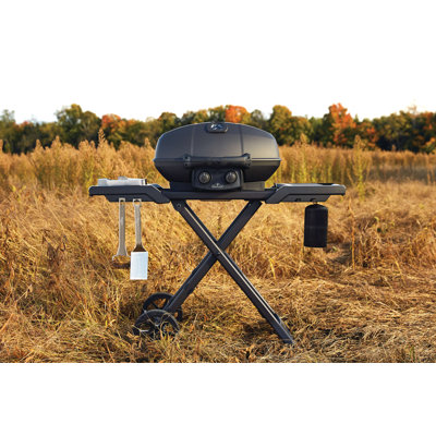 Barbecue à gaz portatif PHANTOM TravelQ® PRO 285 avec chariot à ciseaux, noir mat