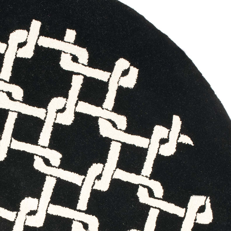 Bamba Hand Tufted Wool & Viscose Pile Geometric Rug, Round 6'