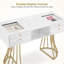 Table de manucure moderne Deshawn avec plateau en verre, structure en métal, bureau de maquillage pour coiffeuse