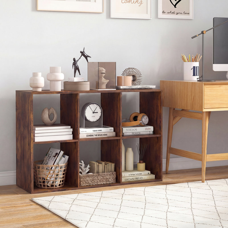 70cm H x 104cm W Cube Bookcase, Dark Brown