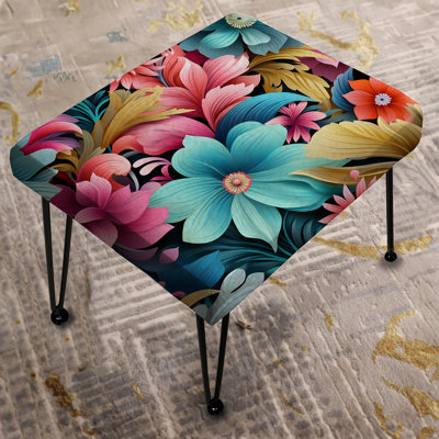 Eclectic Hibiscus Fusion Frenzy - Eclectic Rectangle Ottoman