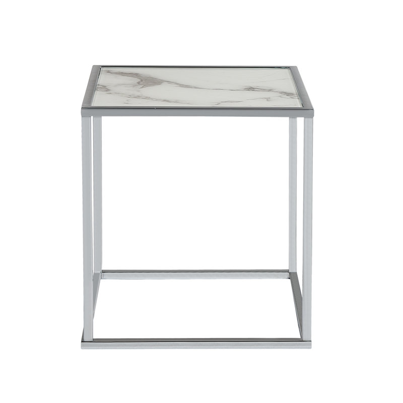Polytric End Table, White, Chrome