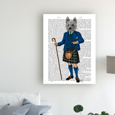 «West Highland Terrier in Kilt», reproduction d'impression sur toile tendue