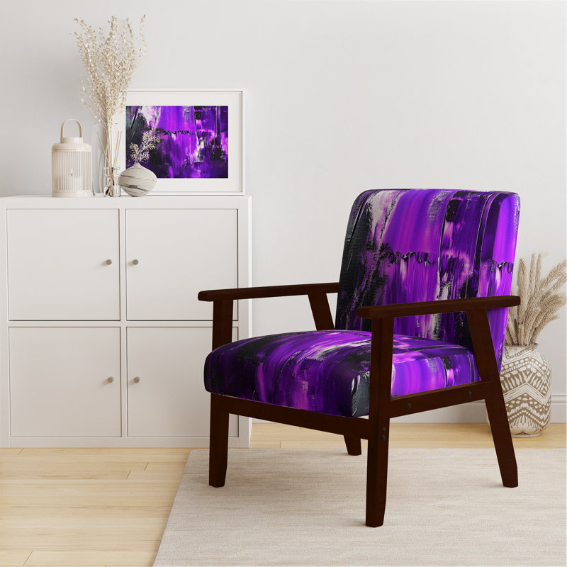 Fauteuil de 23 po de large Nicosha, Mauve / Noir, Accoudoirs carrés bruns