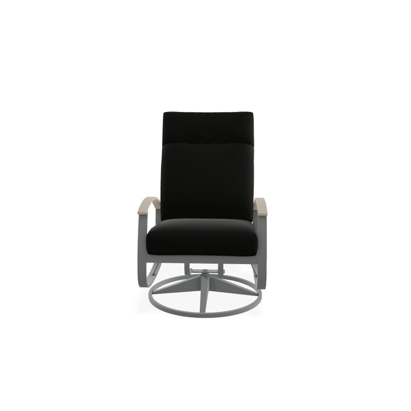 Chaise de patio pivotante avec coussins Askar, Noir 5A, Désert P60, Graphite texturé