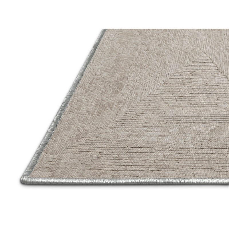 Machine Washable Beige Area Rug, Round 5'