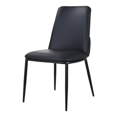Chaise d'appoint de salle à manger en cuir noir