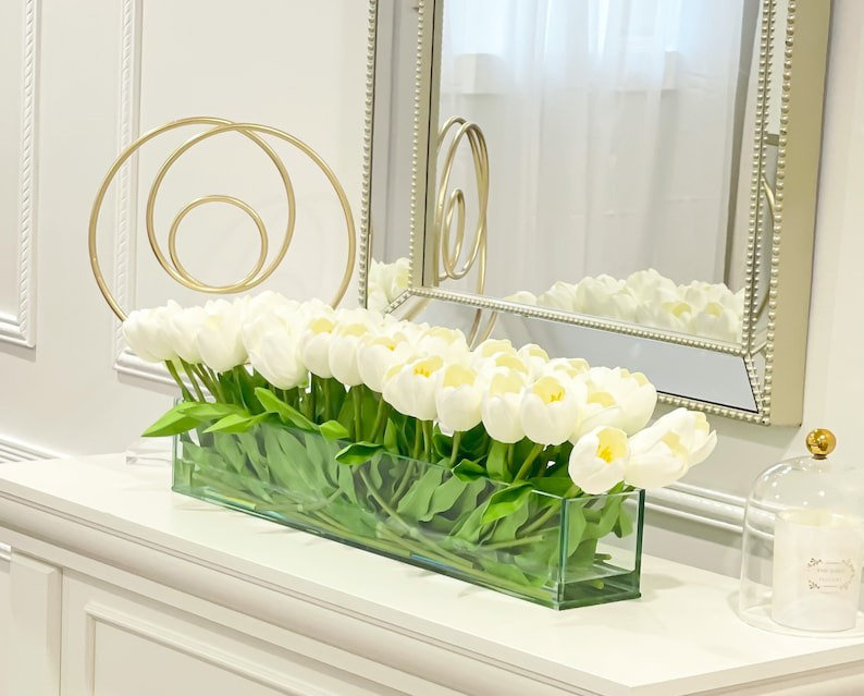 Tulip Stems in Vase, 10" H x 29" W x 29" D