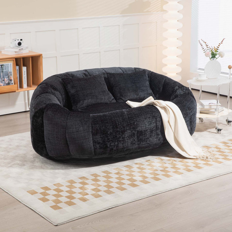 Causeuse Canny, Noir, H 24,8 po x l 55 po x P 37,4 po
