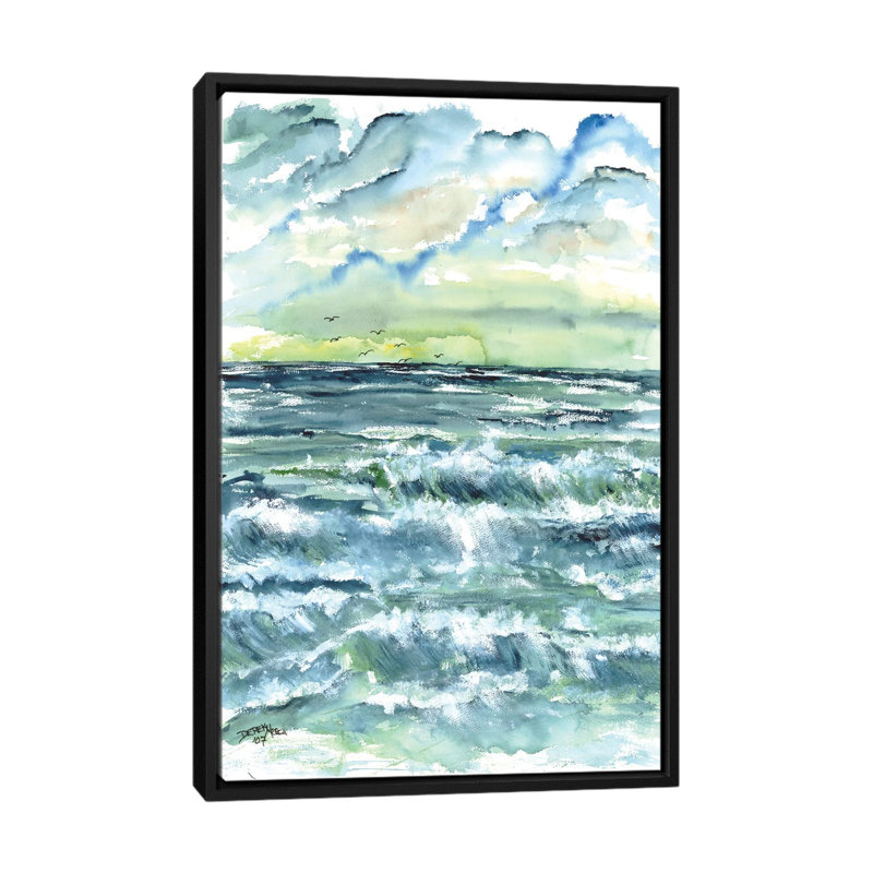 « ondulations seascape », impression sur toile, H 26 po x l 18 po x P 1,5 po, Toile avec cadre noir, Pas de tapis