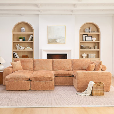 Canapé modulaire moderne 107 po avec revêtement Boucle Wyeth Wyeth