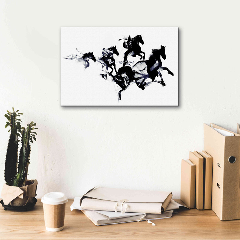 «Black Horses» par Robert Farkas, art mural sur toile, H 12 po x l 18 po x P 0,75 po