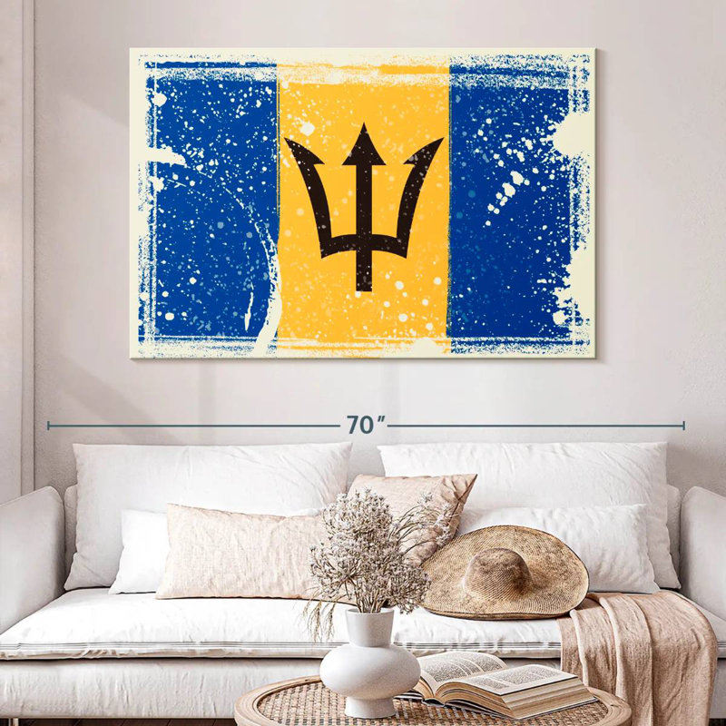 Borges Splattered Barbados Flag, 34" H x 51" W