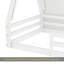 Lit simple au sol avec tente et lit de camp en bois massif avec garde-corps pleine longueur, design Montessori et enfantin, blanc et rose-325523722-325523720