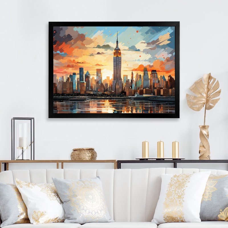Pop New York I sur impression sur toile, H 12 po x l 20 po x P 1 po, Cadre photo noir