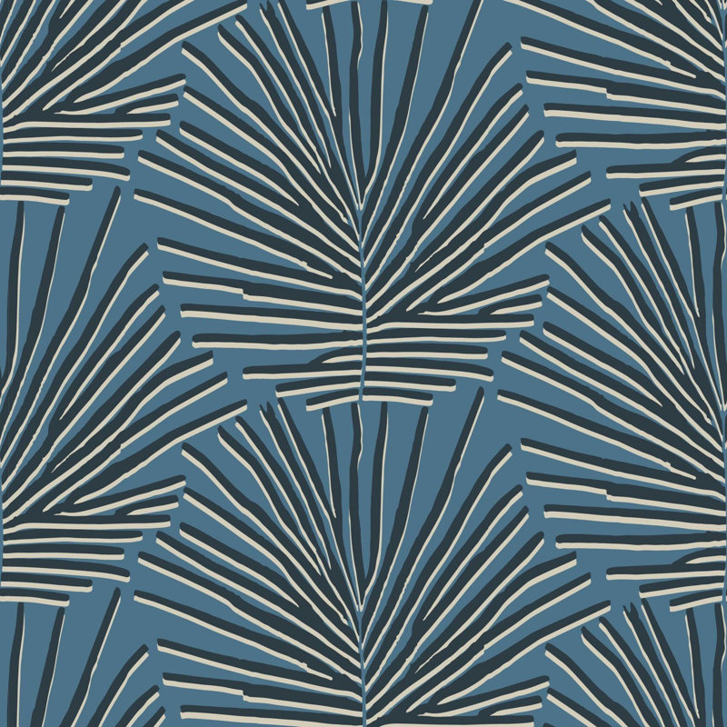 Isle of Palms Wallpaper, Teal Cream, Peel & Stick