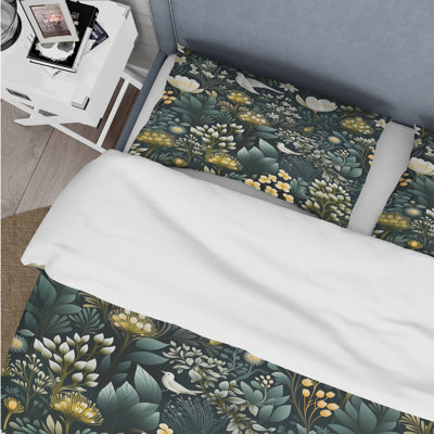 Ensemble de housse de couette en microfibre vert / blanc Green Forest