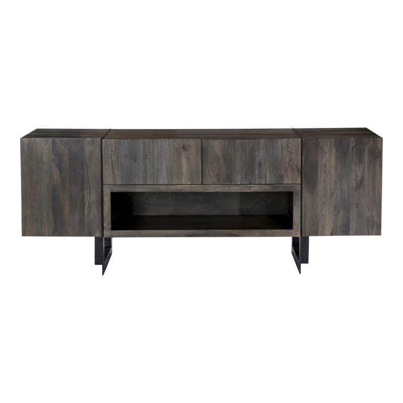 Tiburon Solid Wood TV Stand, Dark Brown Wood