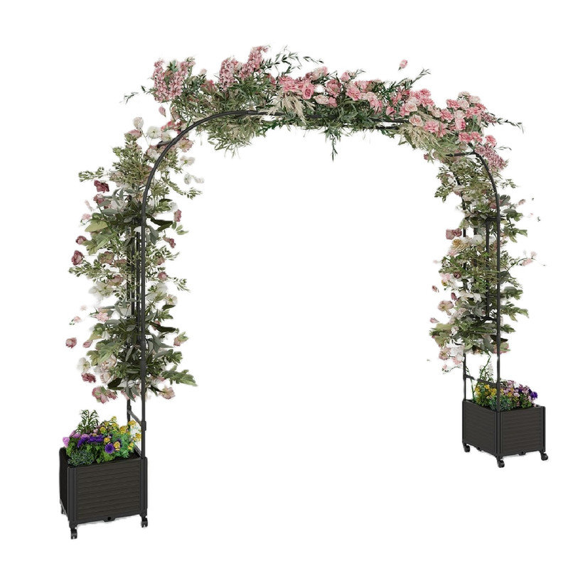 Raised Garden Bed with Trellis Arch – Raised Planter Box for Flowers & Vines | Rust-Proof Metal Frame, Easy Assembly | for Wedding Garden Party, Gardening, Patio Climbing Plant Support​