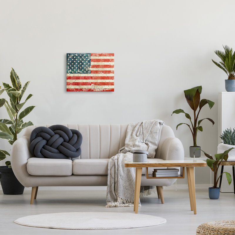 «Rustic American Flag», art mural sur toile par Peter Horjus, H 16 po x l 20 po x P 1,5 po