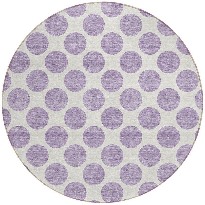 Tapis rond lavable à pois 8 po