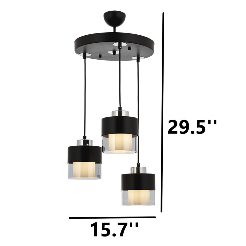 Luminaire suspendu noir 3 lumières Zaila