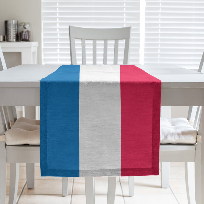 Chemin de table basket Philadelphia, L 72 po x l 16 po, Bleu / blanc / rouge, Polyester sergé