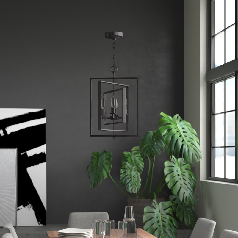 Hessle 4 - Light Square/Rectangle Pendant, 18.25" H x 14" W x 14" D, Rubbed Oil Bronze