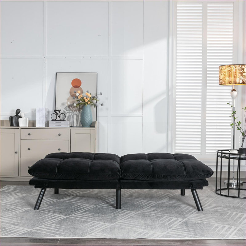 Canapés, canapé-lit convertible 2 places pour petits appartements | Noir | Rembourré