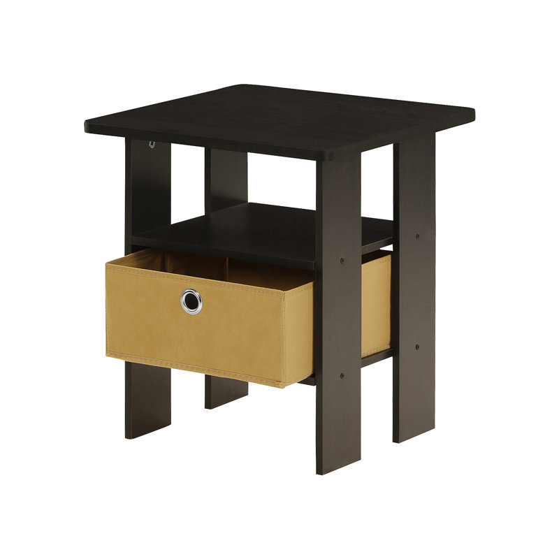 Joseph Side Table Nightstand with Bin Drawer, 2 per set, Espresso