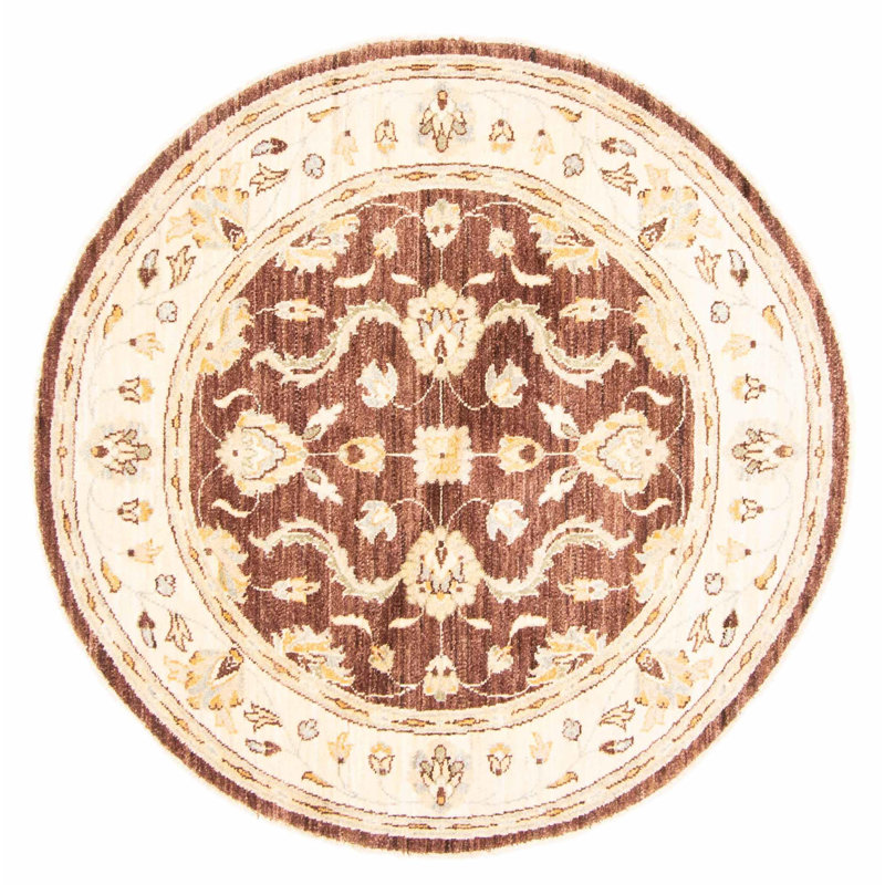 Tapis brun foncé / rose en laine noué à la main de conception unique 4 pi 1 po nouvel âge Staunton