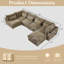 Canapé modulaire en velours côtelé 6 places avec repose-pieds mobile-1207888995