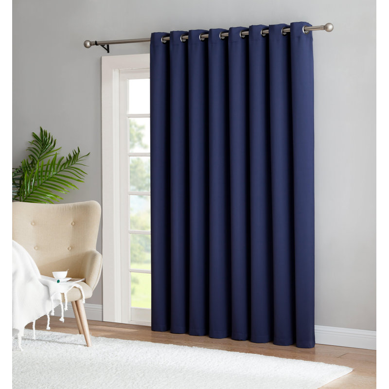 NICOLE PATIOS Extra Wide Solid Room Darkening Curtain Panel, 54" W x 63" L, Navy