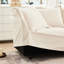 Canapé 2 places en tissu chenille crème avec housses de coussins ovales amovibles et repose-pieds