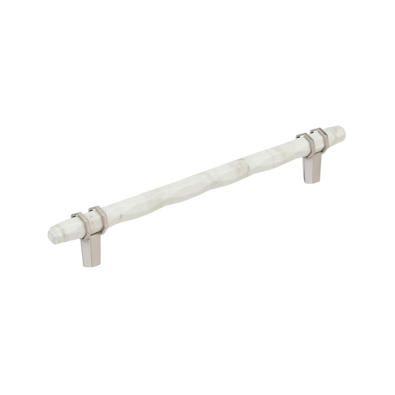 Poignée barre Carrione, Blanc marbre / nickel satiné, 8"