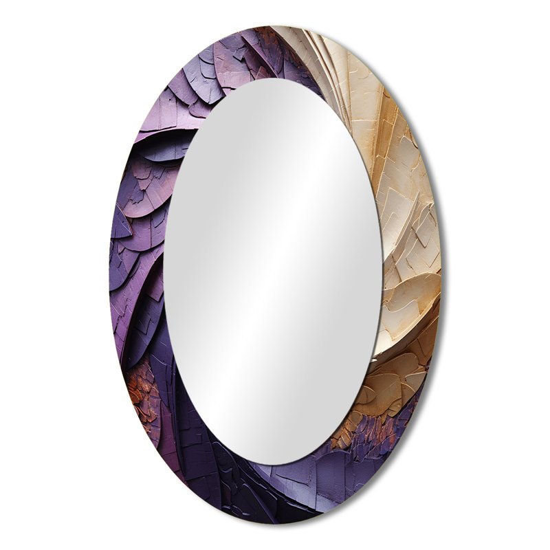 Beige mauve minimalisme spirale poteries - miroir mural moderne ovale, 36 po x 24 po