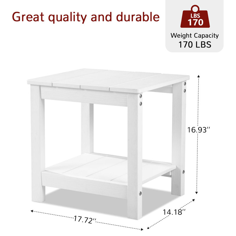 Krina Outdoor Side Table , in. W 17'' in. D, White, 17.5" H x 22.8" L x 17" W