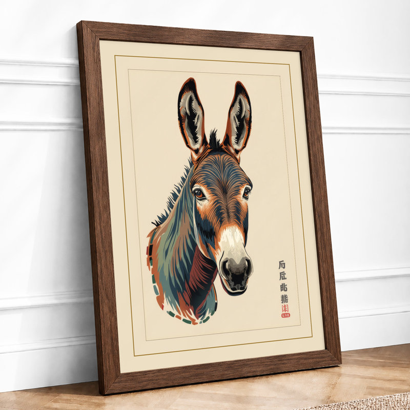 Ceremonial Donkey Japandi - Framed Print, Walnut, A1 - 84.1 x 59.4 cm