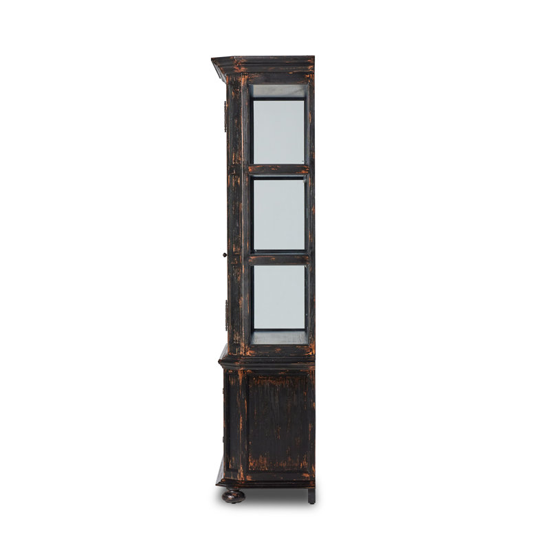 Loami China Cabinet, Distressed Burnt Black Veneer