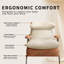 Fauteuil d'appoint moderne en chenille beige, structure en métal et tissu rembourré de 81 cm de large, avec appui-tête moelleux.-1155542504