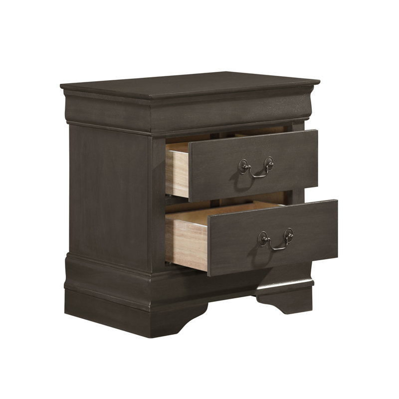 Gray Stained 2 Nightstand, Classic Bedroom Style Elevation Nightstand In , For, Gray