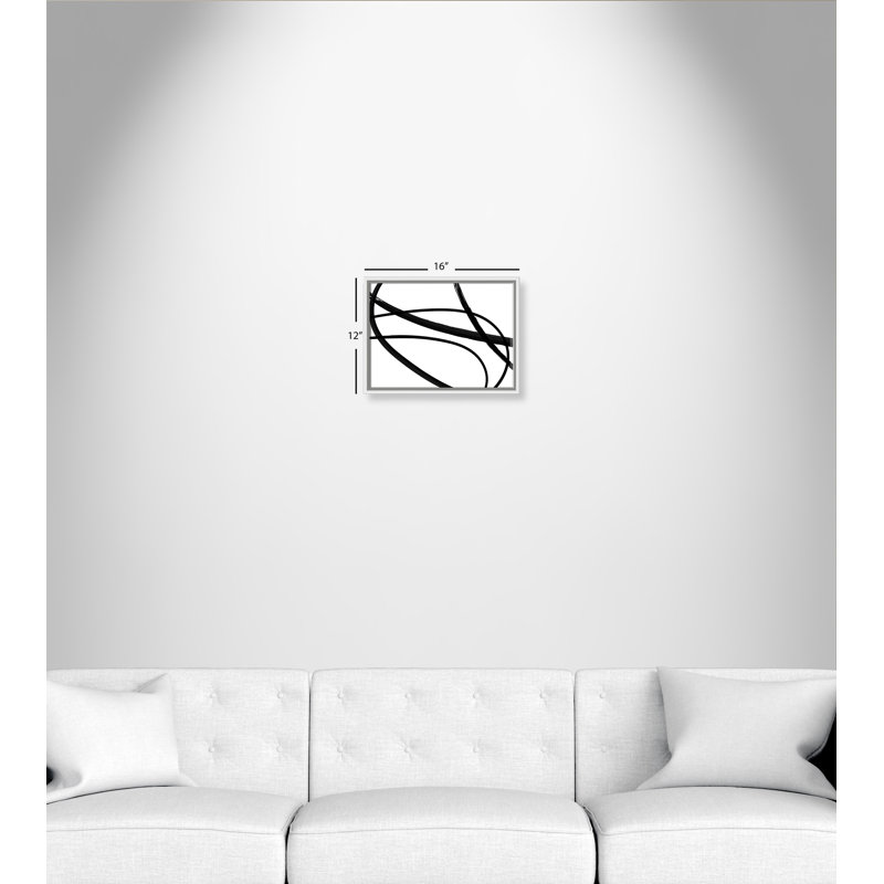 «Brush in Motion - Black II - Floater Frame», reproduction d'art sur toile, H 12 po x l 16 po x P 2 po, Cadre blanc